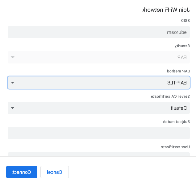 chrome eduroam